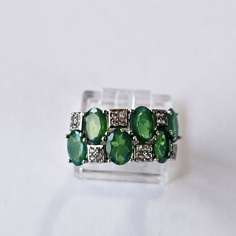 Natural Opal & White Zircon Ring in Sterling Silver! Size 7! - Picture 10 of 14